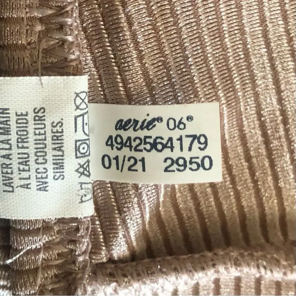 Aerie NWT Shiny Ribbed Textured Cheekier String Bikini Bottom Extra Extra Large